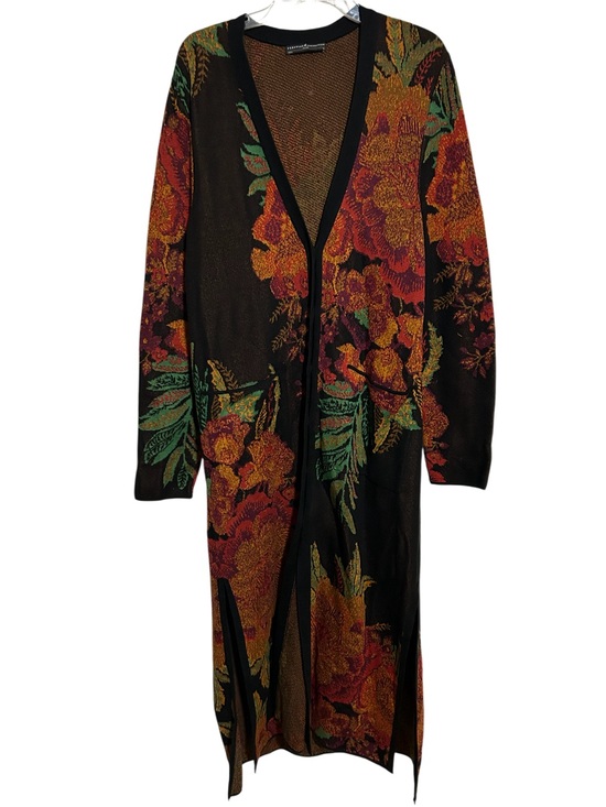 Peruvian Connection Sweaters - Peruvian Collection Black with Red & Green Floral Size XL